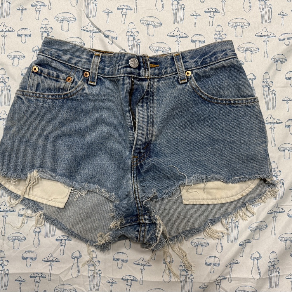 Levi's Blue Jean Shorts High-Waisted Distressed
